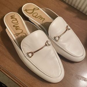 Lightly used, Sam Edelman White Linnie Bit Leather Mule, size 6